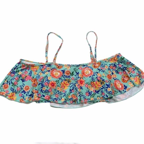 NWT Hello Summer Floral Ruffle Overlay Flounce Top - Picture 1 of 8